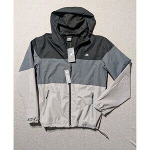 New BalanceFull Zip Mesh Lined Windbreaker Running Jacket Black Gray NB Small